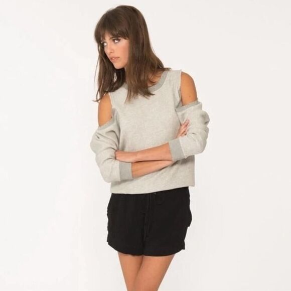 n:PHILANTHROPY Gray Long Sleeve Cold Shoulder maia Sweatshirt Size Small s - Picture 1 of 10